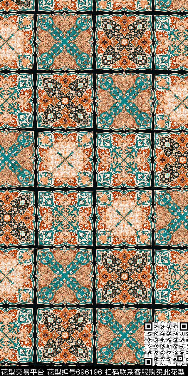 花纹时尚民族传统印花华亿平台下载（图片编号: 696196） - 瓦栏（Walan）