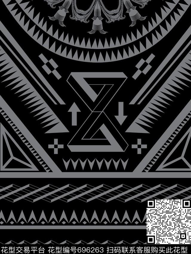 Fei-趣味几何黑白几何传统印花华亿平台下载（图片编号: 696263） - 瓦栏（Walan）