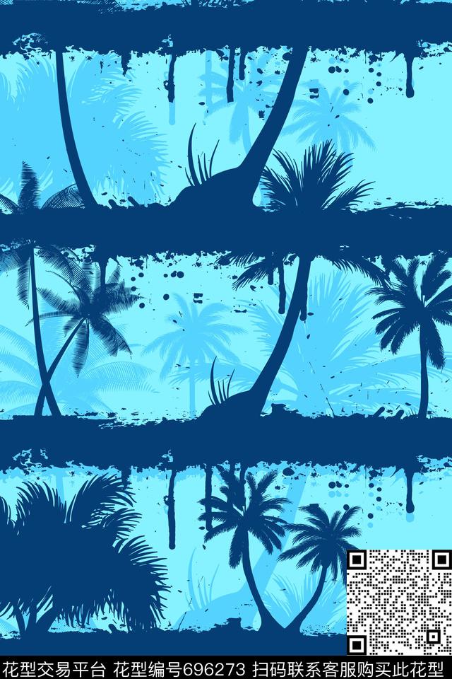 棕榈叶热带传统印花花卉传统印花华亿平台下载（图片编号: 696273） - 瓦栏（Walan）