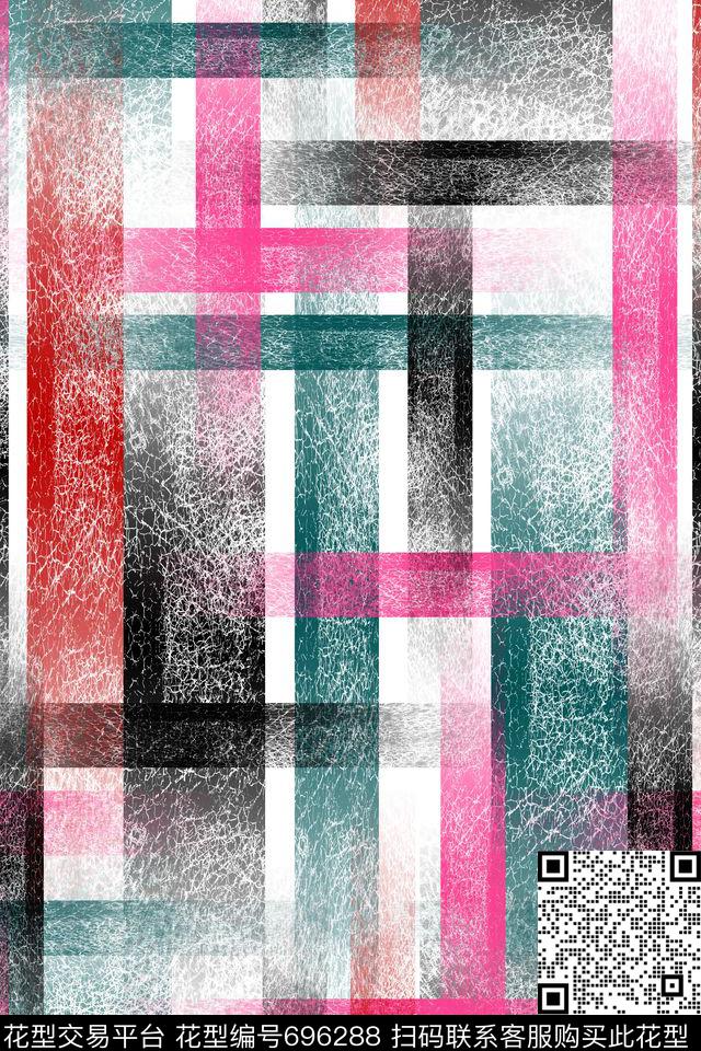 洋阳---衬衫不规则格子男装数码印花华亿平台下载（图片编号: 696288） - 瓦栏（Walan）