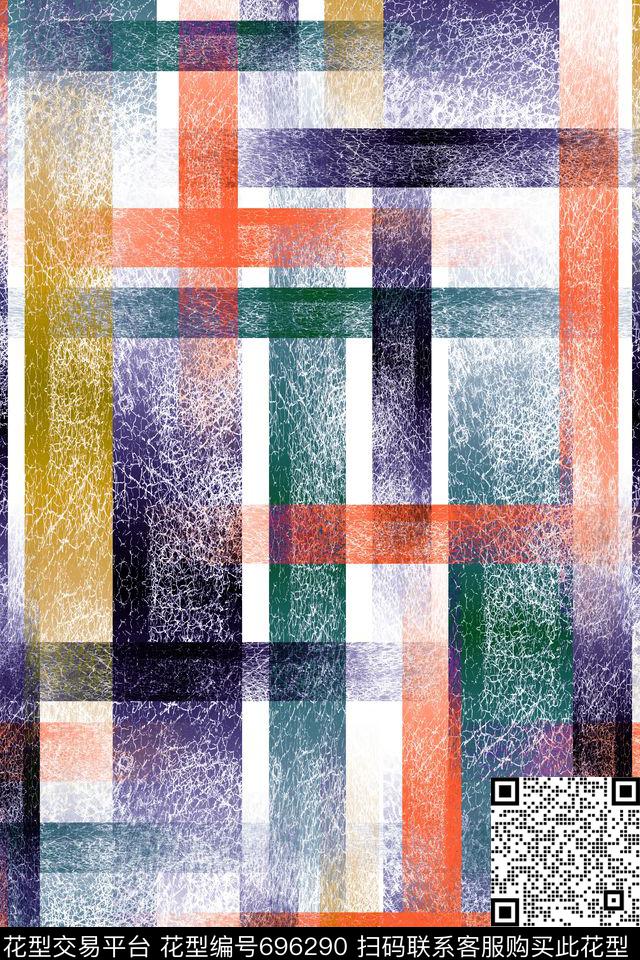 洋阳---衬衫不规则格子男装数码印花华亿平台下载（图片编号: 696290） - 瓦栏（Walan）