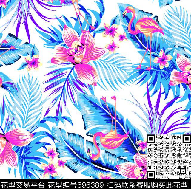 火烈鸟时尚泳装热带华亿平台传统印花华亿平台下载（图片编号: 696389） - 瓦栏（Walan）