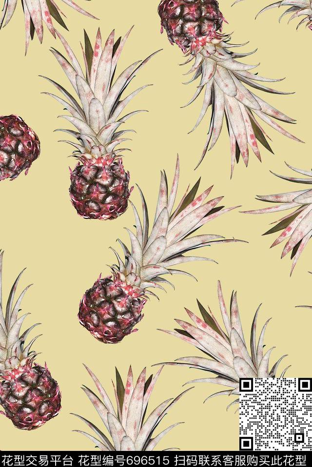 菠萝水果趣味数码印花华亿平台下载（图片编号: 696515） - 瓦栏（Walan）