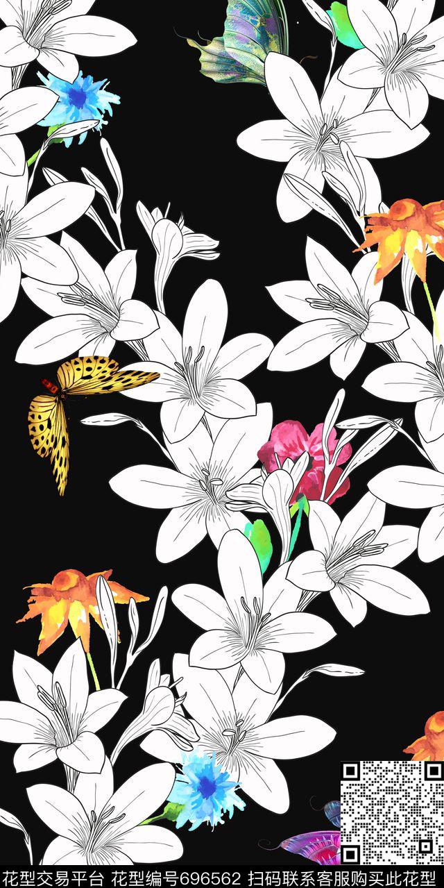 菊花乱花花卉数码印花华亿平台下载（图片编号: 696562） - 瓦栏（Walan）