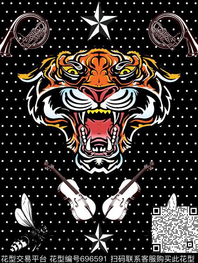 欧美老虎波点传统印花华亿平台下载（图片编号: 696591） - 瓦栏（Walan）