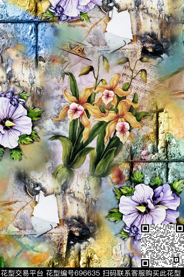 抽象几何拼接数码印花华亿平台下载（图片编号: 696635） - 瓦栏（Walan）