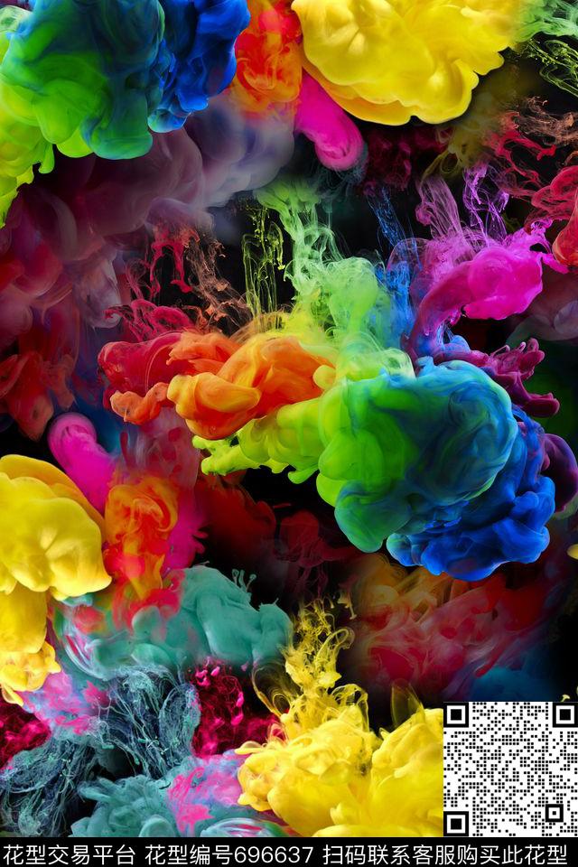 抽象炫彩彩烟数码印花华亿平台下载（图片编号: 696637） - 瓦栏（Walan）