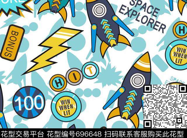 火箭男童几何传统印花华亿平台下载（图片编号: 696648） - 瓦栏（Walan）