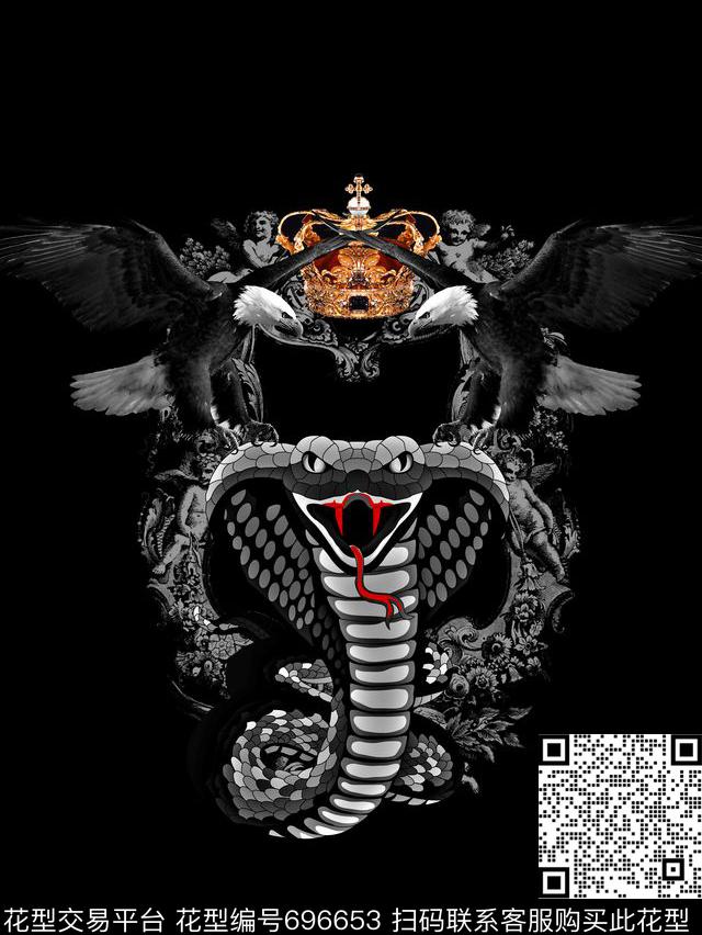 蛇鹰男装T恤数码印花华亿平台下载（图片编号: 696653） - 瓦栏（Walan）