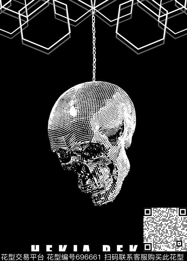 骷髅头几何男装T恤传统印花华亿平台下载（图片编号: 696661） - 瓦栏（Walan）