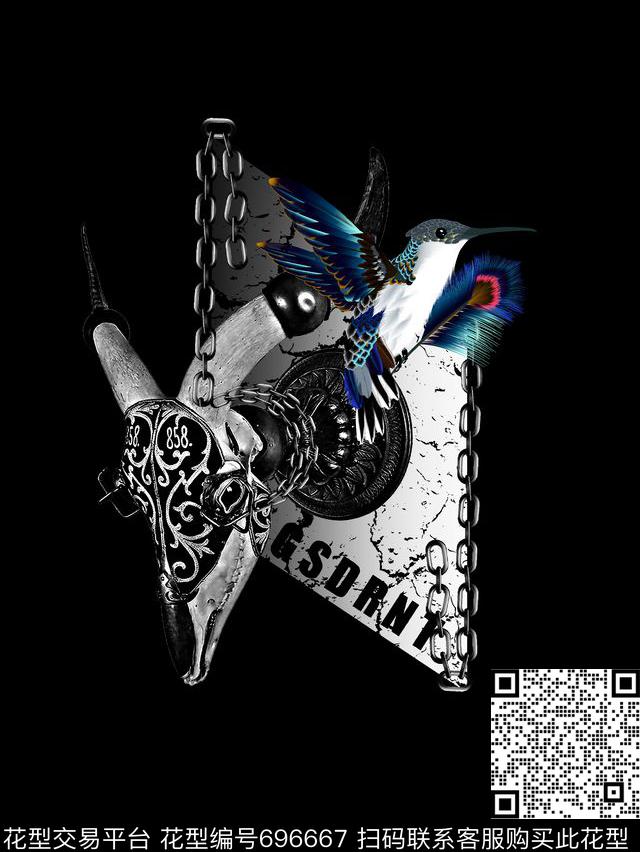 羊角鸟男装T恤数码印花华亿平台下载（图片编号: 696667） - 瓦栏（Walan）