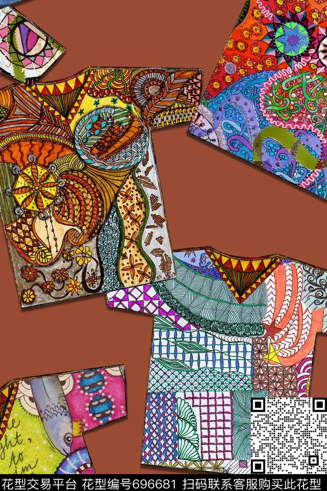 民族风T恤衣服模板数码印花华亿平台下载（图片编号: 696681） - 瓦栏（Walan）