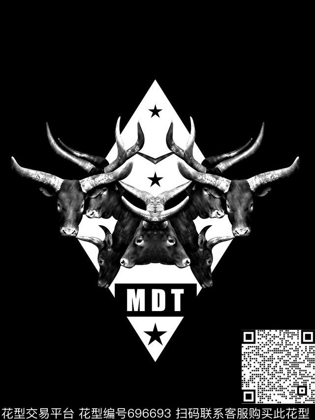 牛角几何男装T恤数码印花华亿平台下载（图片编号: 696693） - 瓦栏（Walan）