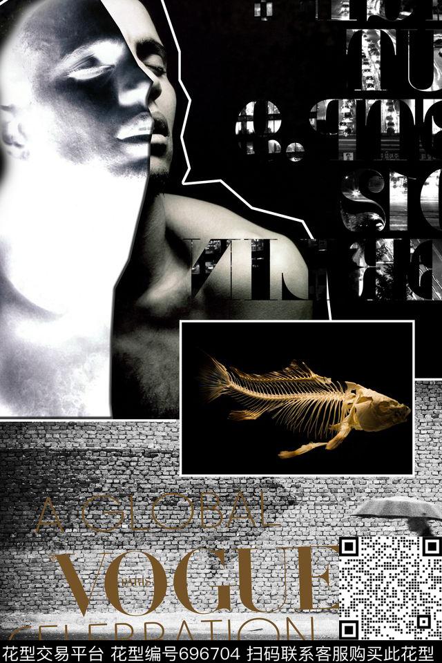 抽象人物黑白照片英文数码印花华亿平台下载（图片编号: 696704） - 瓦栏（Walan）