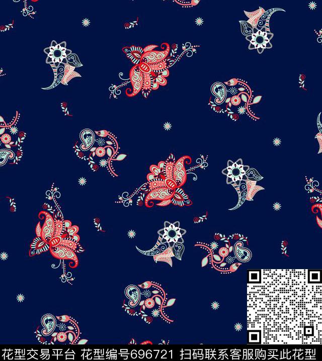 手绘佩斯利印花女装裙子长裙民族风印花长巾印花传统印花华亿平台下载（图片编号: 696721） - 瓦栏（Walan）