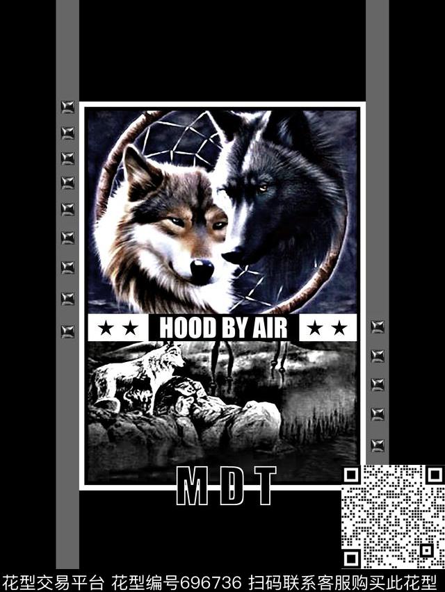 狼几何男装T恤数码印花华亿平台下载（图片编号: 696736） - 瓦栏（Walan）