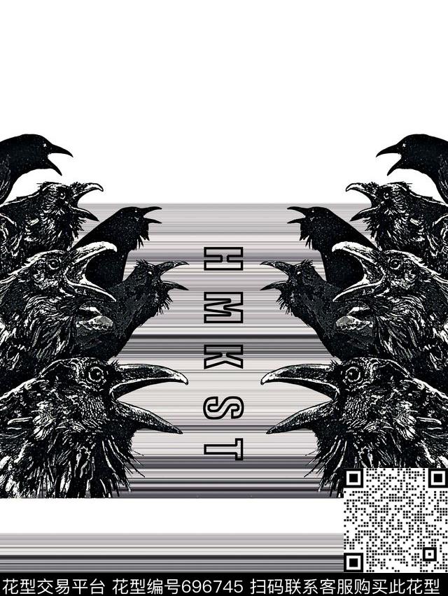 鸟纹理男装T恤数码印花华亿平台下载（图片编号: 696745） - 瓦栏（Walan）