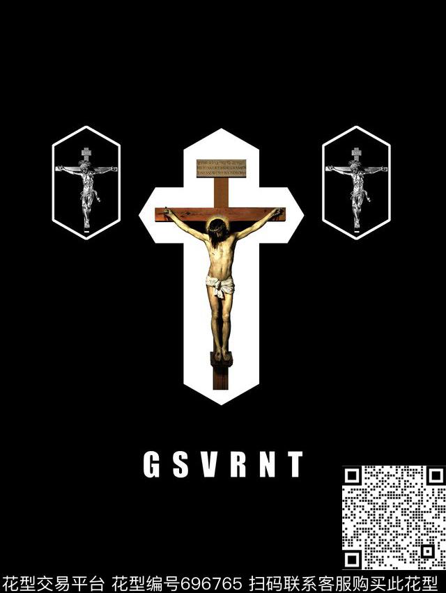 耶苏像十字架男装T恤数码印花华亿平台下载（图片编号: 696765） - 瓦栏（Walan）