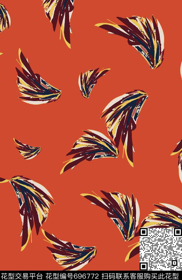 笔刷抽象复古传统印花华亿平台下载（图片编号: 696772） - 瓦栏（Walan）