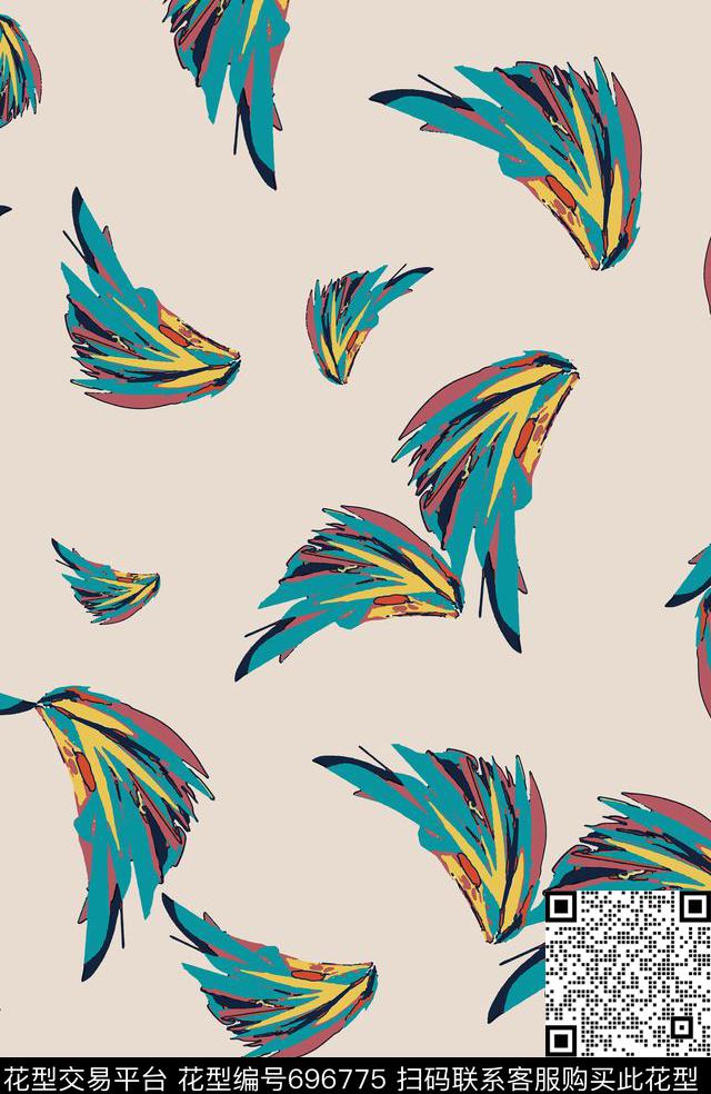 笔刷抽象复古传统印花华亿平台下载（图片编号: 696775） - 瓦栏（Walan）