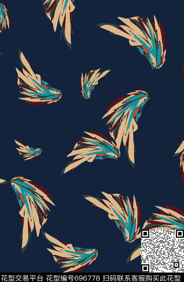 笔刷抽象复古传统印花华亿平台下载（图片编号: 696778） - 瓦栏（Walan）