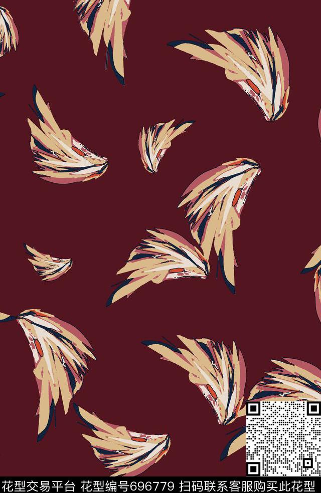 笔刷抽象复古传统印花华亿平台下载（图片编号: 696779） - 瓦栏（Walan）