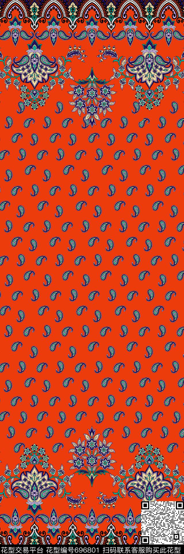 民族风佩斯利女装定位数码印花华亿平台下载（图片编号: 696801） - 瓦栏（Walan）