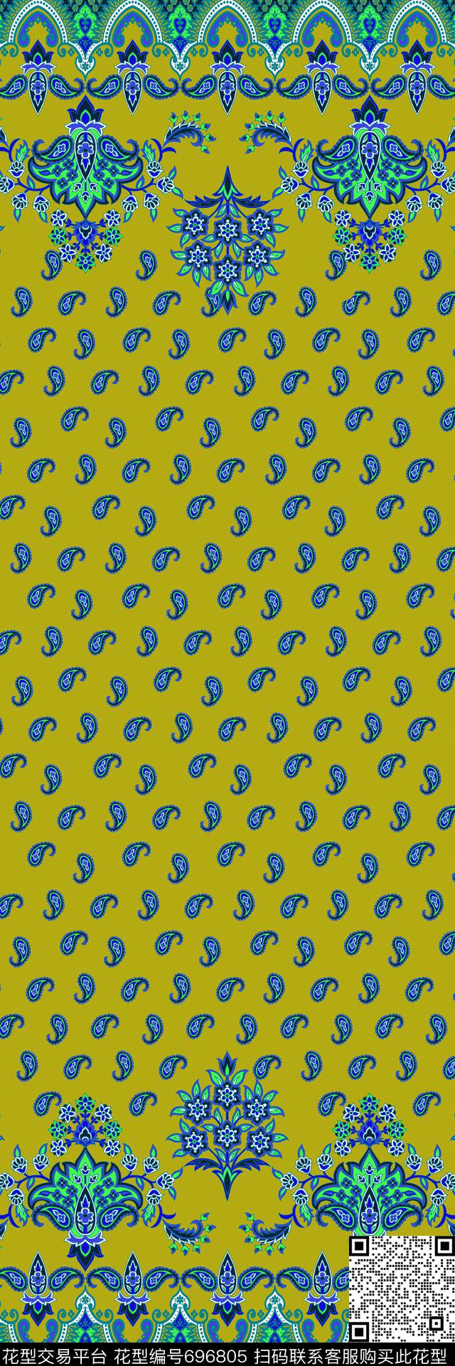 民族风佩斯利女装定位数码印花华亿平台下载（图片编号: 696805） - 瓦栏（Walan）