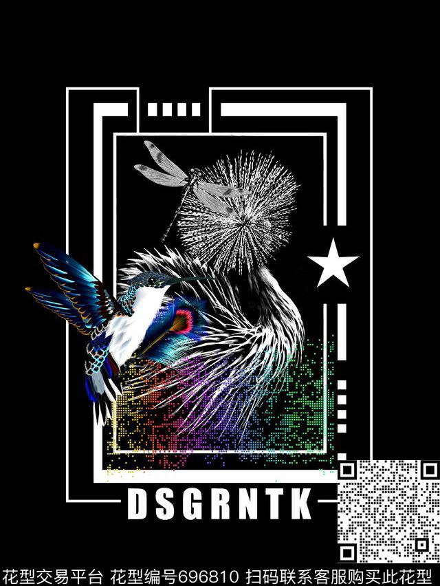 飞鸟几何男装T恤数码印花华亿平台下载（图片编号: 696810） - 瓦栏（Walan）