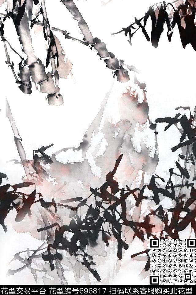 国画水墨民族风传统印花华亿平台下载（图片编号: 696817） - 瓦栏（Walan）