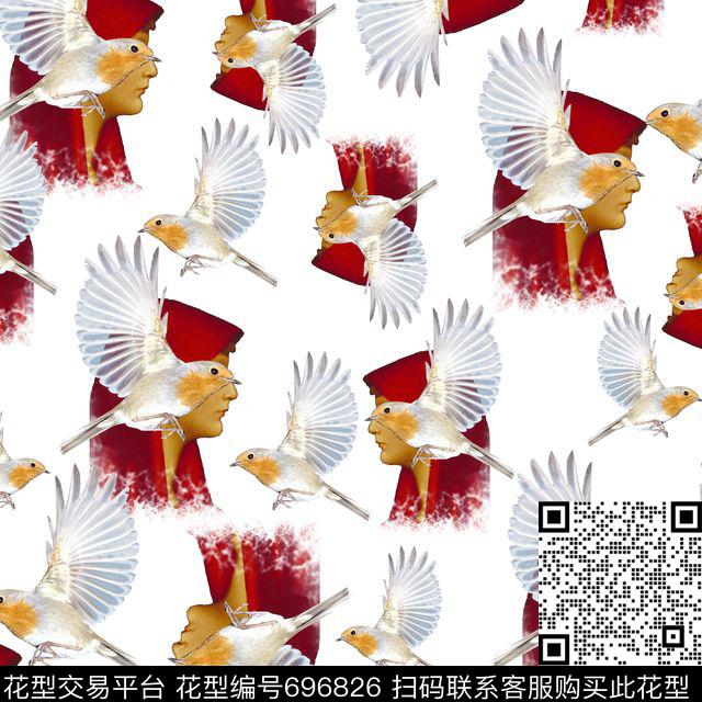 人头人像人像鸟数码印花华亿平台下载（图片编号: 696826） - 瓦栏（Walan）