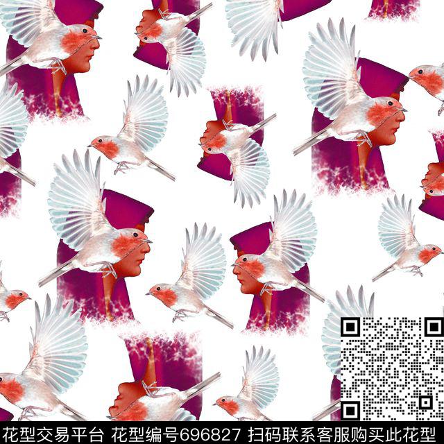 人头人像人像鸟数码印花华亿平台下载（图片编号: 696827） - 瓦栏（Walan）