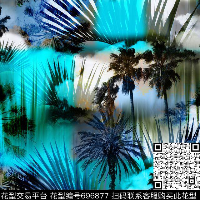 热带风情服装图案海滩风数码印花华亿平台下载（图片编号: 696877） - 瓦栏（Walan）
