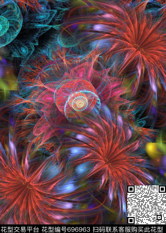 抽象分形艺术底纹数码印花华亿平台下载（图片编号: 696963） - 瓦栏（Walan）