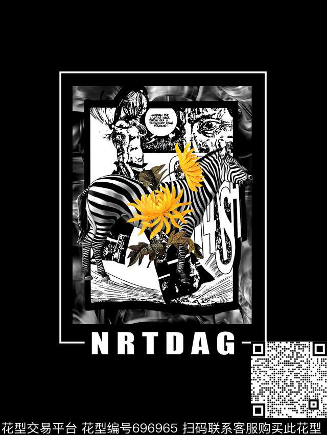 斑马几何男装T恤数码印花华亿平台下载（图片编号: 696965） - 瓦栏（Walan）