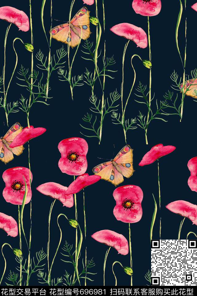 兰花花朵花卉传统印花华亿平台下载（图片编号: 696981） - 瓦栏（Walan）