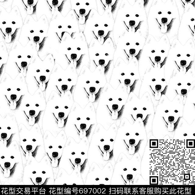 动物狗微笑天使萨摩耶传统印花华亿平台下载（图片编号: 697002） - 瓦栏（Walan）