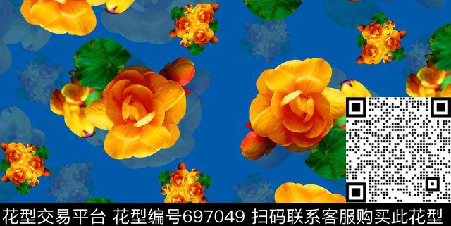 绿叶乱花大花数码印花华亿平台下载（图片编号: 697049） - 瓦栏（Walan）
