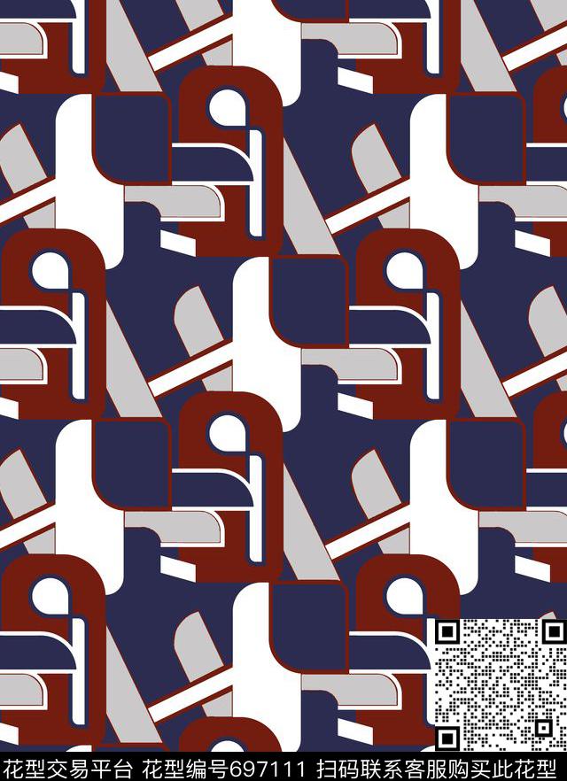 方格不规则几何解构传统印花华亿平台下载（图片编号: 697111） - 瓦栏（Walan）