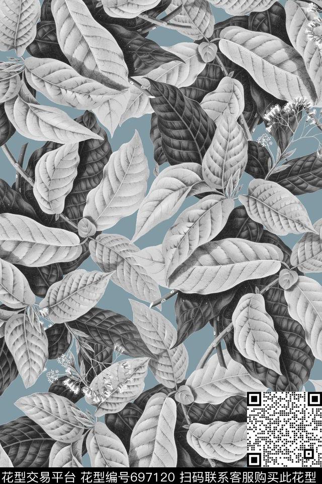 热带植物树叶数码印花华亿平台下载（图片编号: 697120） - 瓦栏（Walan）