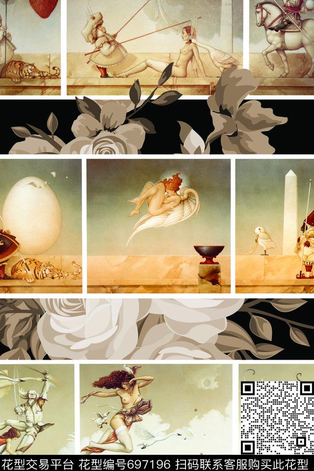 womanstripeflowers数码印花华亿平台下载（图片编号: 697196） - 瓦栏（Walan）