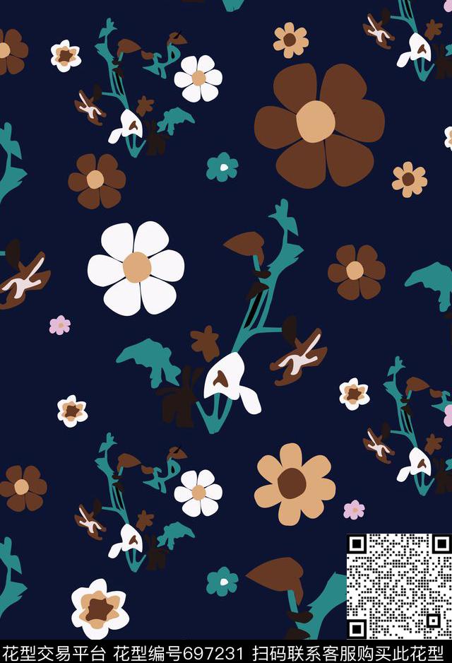 花朵花卉几何传统印花华亿平台下载（图片编号: 697231） - 瓦栏（Walan）