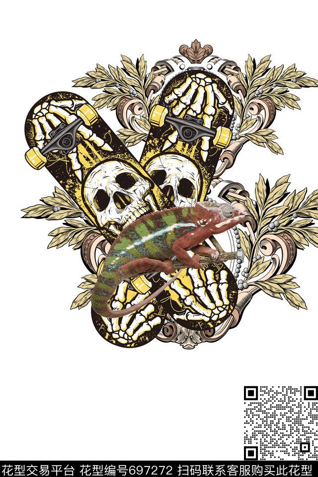 野兽变色龙蜥蜴数码印花华亿平台下载（图片编号: 697272） - 瓦栏（Walan）