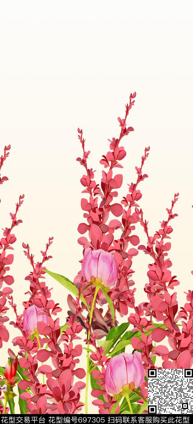 花朵花卉定位数码印花华亿平台下载（图片编号: 697305） - 瓦栏（Walan）