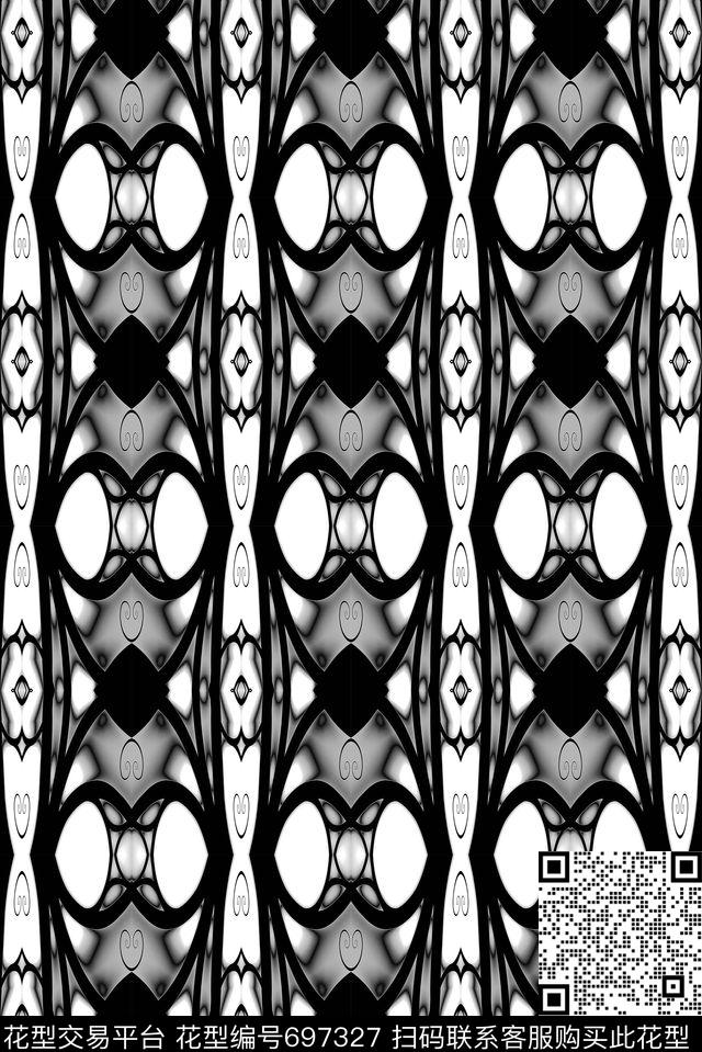 几何黑白风条纹数码印花华亿平台下载（图片编号: 697327） - 瓦栏（Walan）