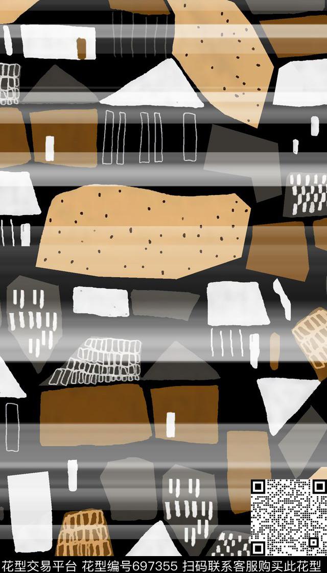 几何方块纹理男装T恤数码印花华亿平台下载（图片编号: 697355） - 瓦栏（Walan）