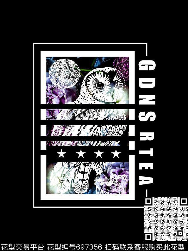 猫头鹰鸟男装T恤数码印花华亿平台下载（图片编号: 697356） - 瓦栏（Walan）