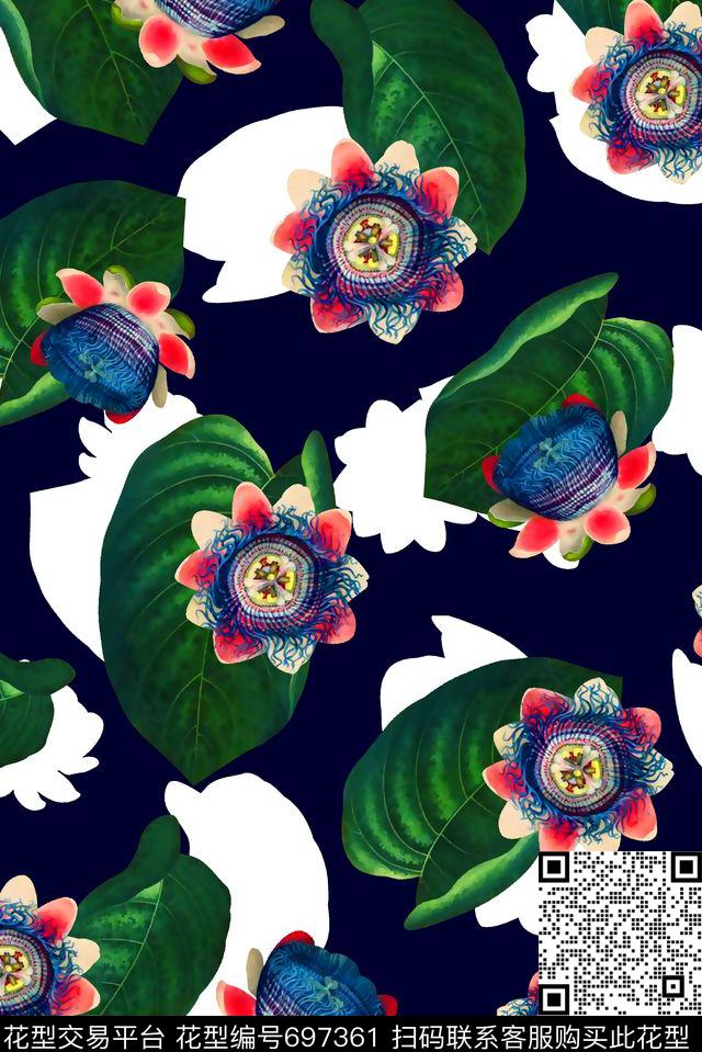 抽象手绘满版花卉热带花卉最新高清数码水彩花卉数码印花华亿平台下载（图片编号: 697361） - 瓦栏（Walan）