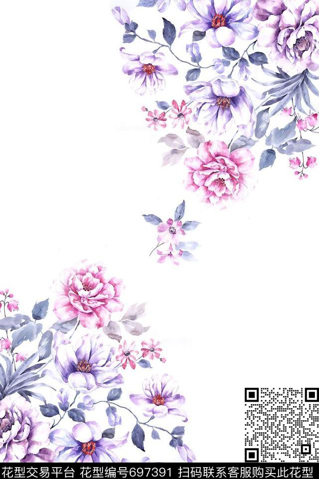 牡丹花朵花卉传统印花华亿平台下载（图片编号: 697391） - 瓦栏（Walan）