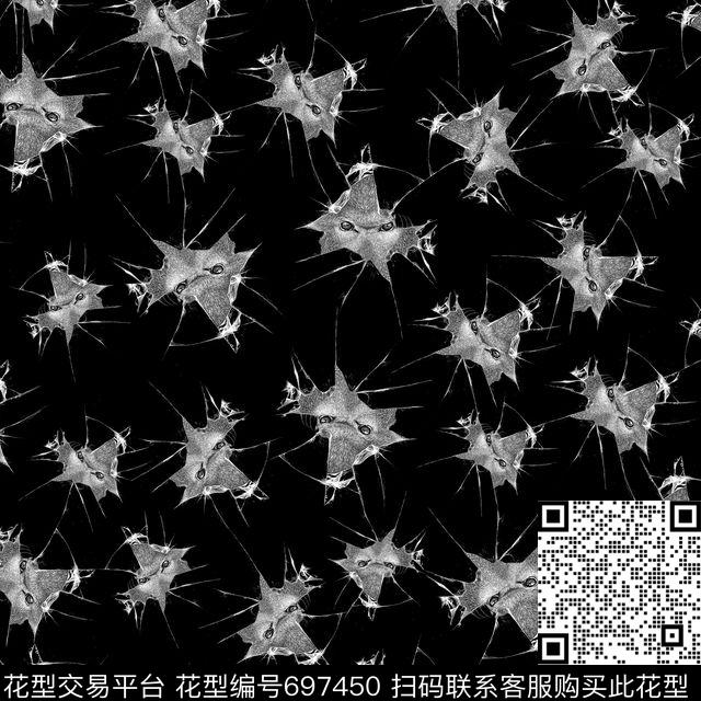 抽象玻璃爆裂手绘狼传统印花华亿平台下载（图片编号: 697450） - 瓦栏（Walan）